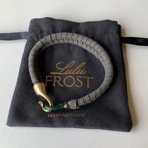 NIP Lulu Frost Leather/Suede Harpoon Bracelet, grey